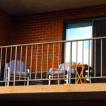 Outside screen porch, two chairs, two-mommy's table ceramic,