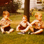 Grands parents, Chester & Edith, and family, summer, 1955, back yard.
